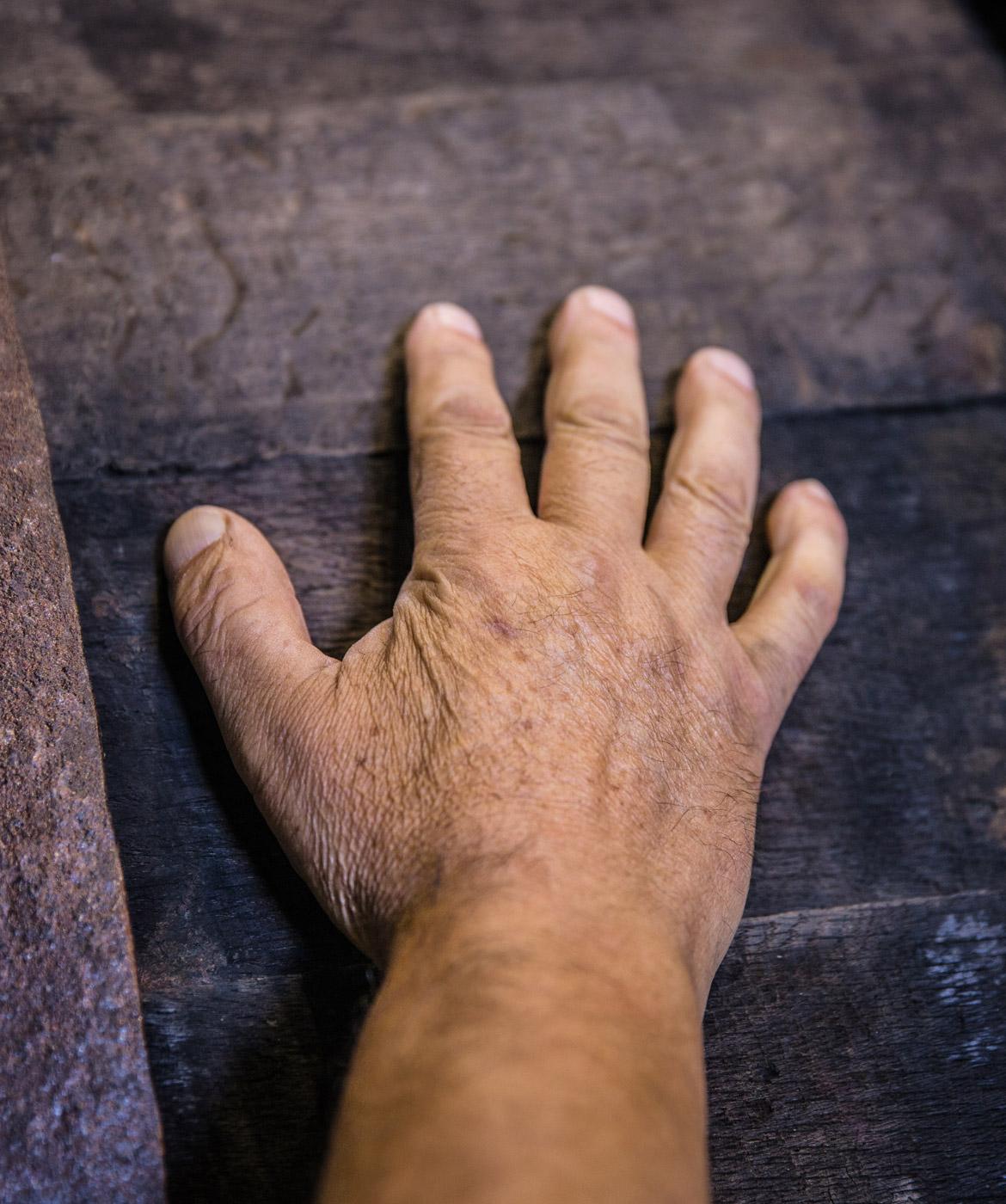 El sueño de las alforjas - mano encima de la mesa